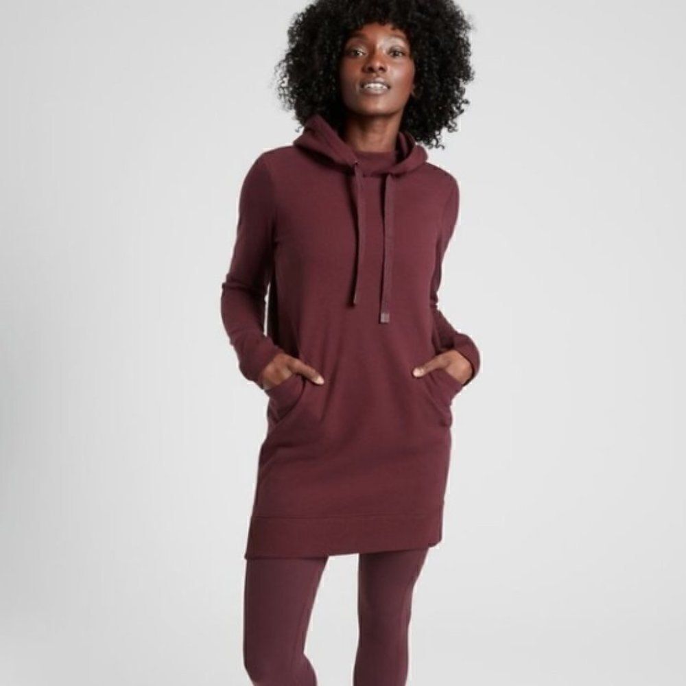 Athleta Burgundy Triumph Hoodie Dress, Size XS